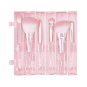 Coringco Pink Roll Make Up Brush Set 6Pcs