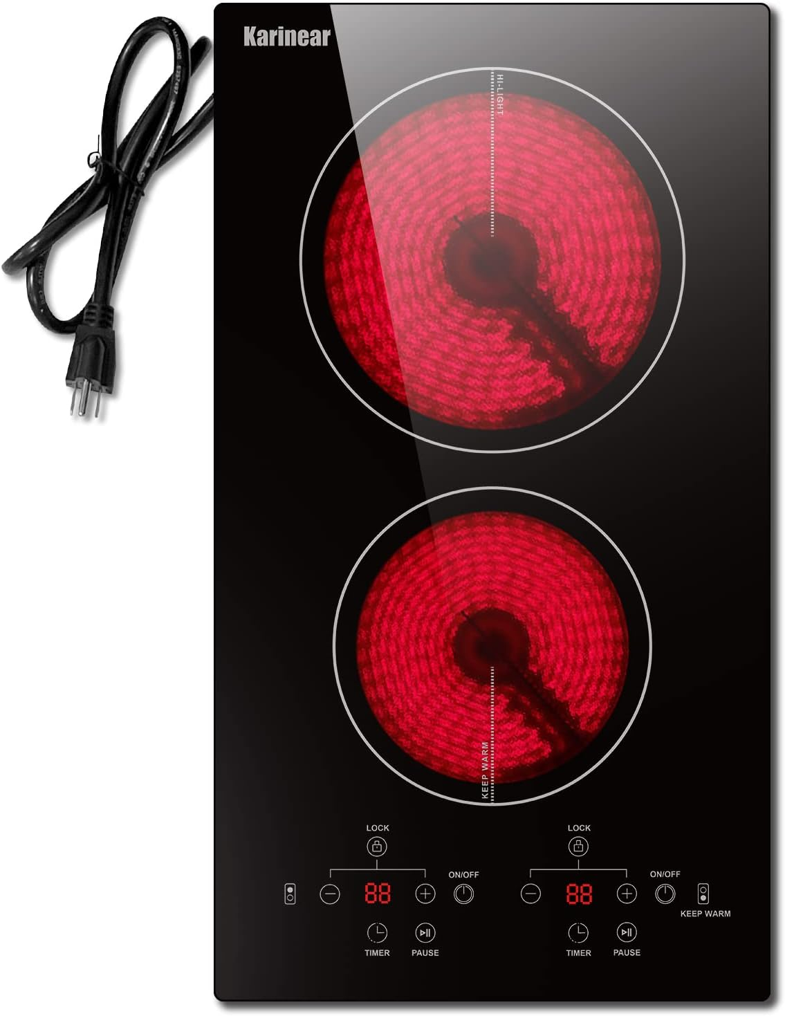 Karinear 12 Inch 2 Burners Electric Cooktop