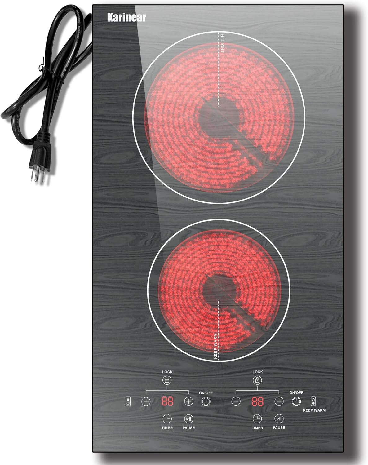 Karinear 12 Inch 2 Burners Electric Cooktop - Image 2