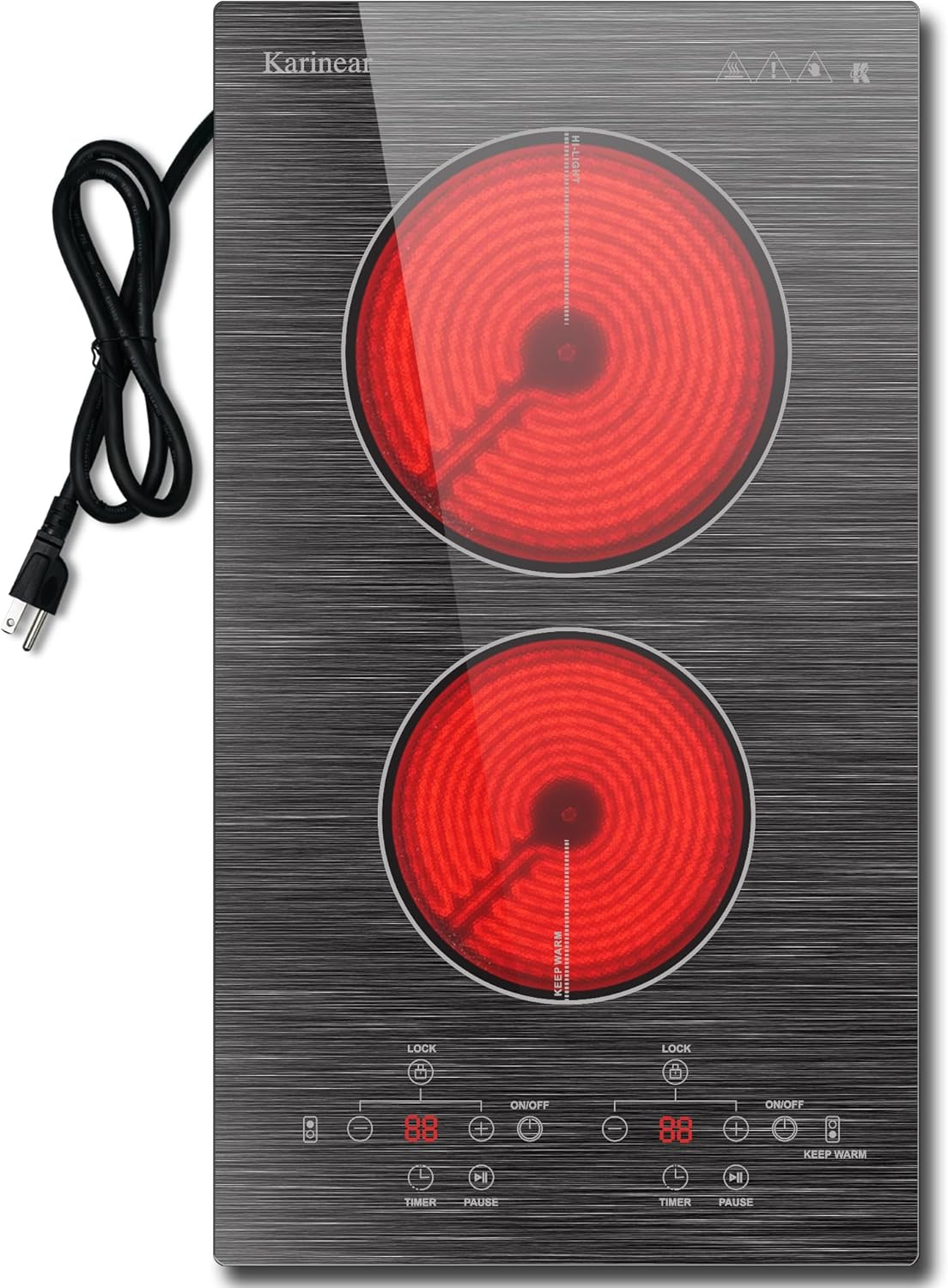 Karinear 12 Inch 2 Burners Electric Cooktop - Image 3
