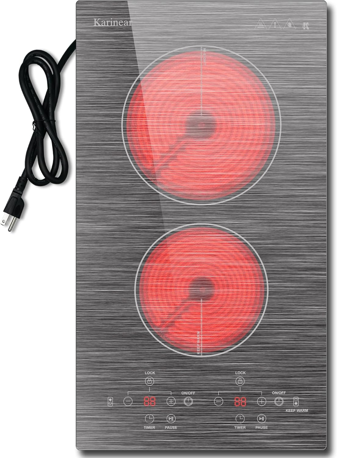 Karinear 12 Inch 2 Burners Electric Cooktop - Image 4