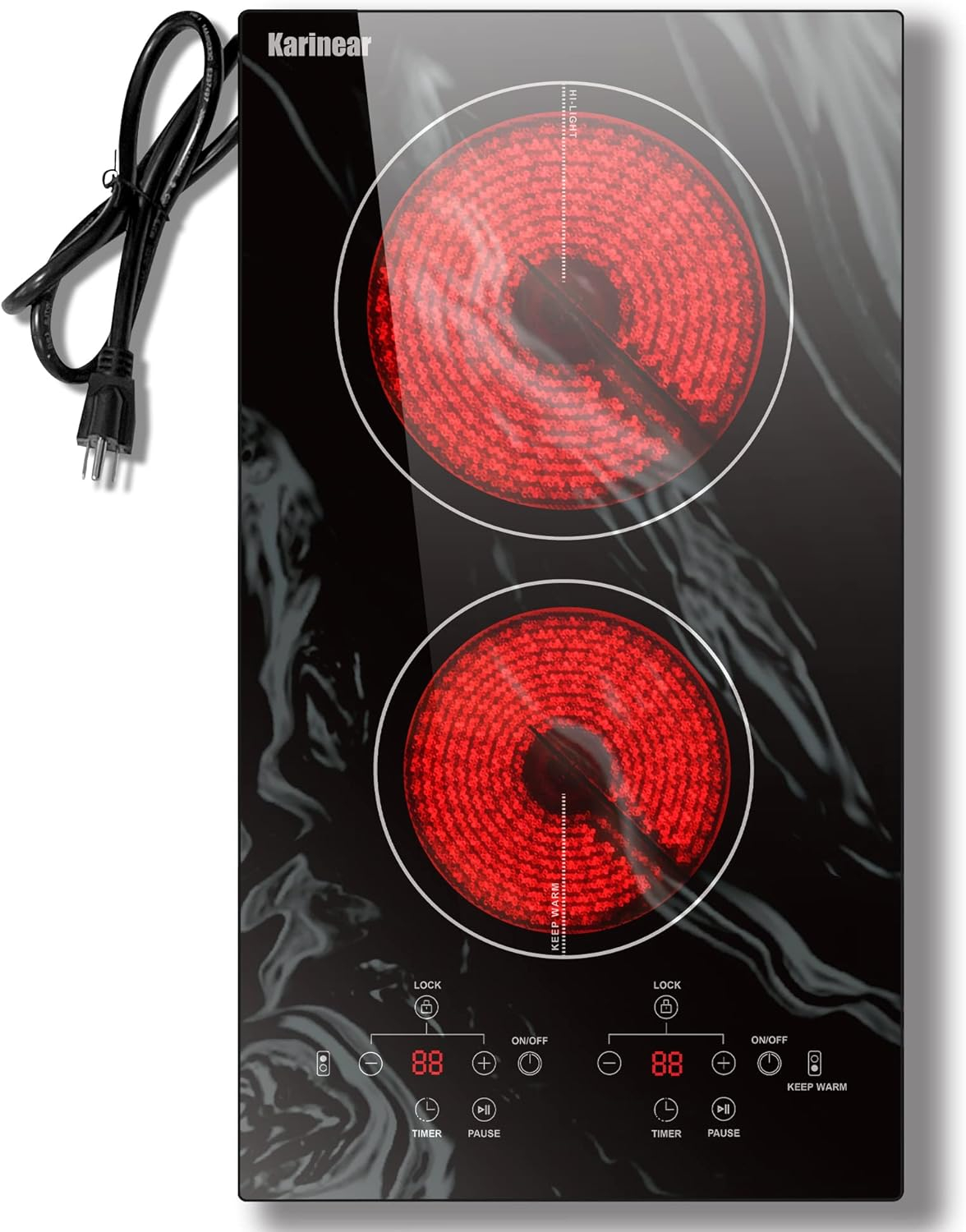 Karinear 12 Inch 2 Burners Electric Cooktop - Image 5