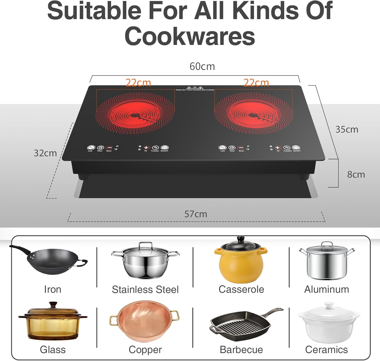 VBGK 24 inch 2 Burner Electric Cooktop - Image 2