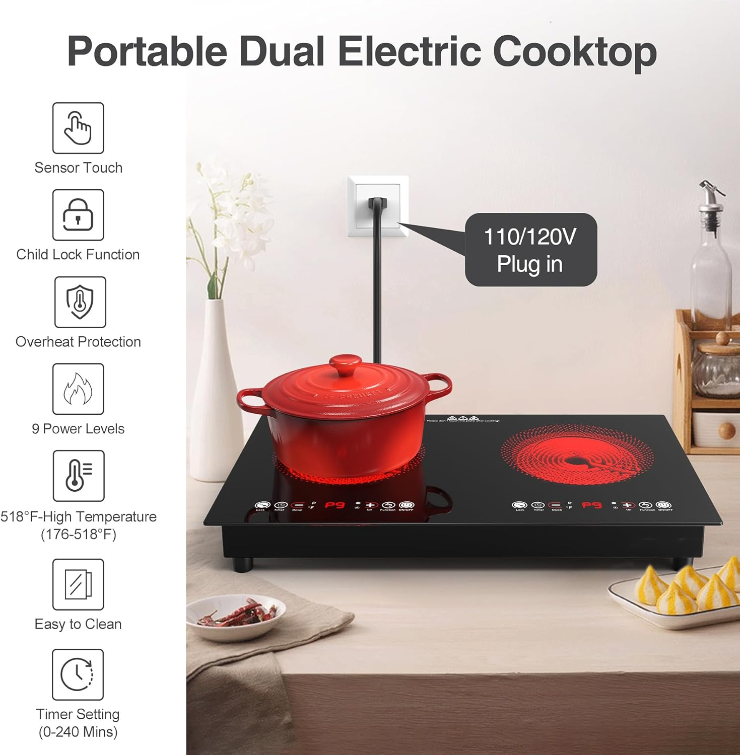 VBGK 24 inch 2 Burner Electric Cooktop - Image 5
