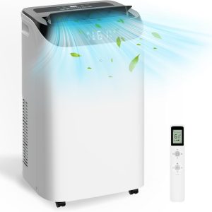 14,000 BTU Portable Air Conditioner Cools Up to 700 Sq.Ft, 3-IN-1 Energy Efficient Portable AC Unit with Remote Control & Installation Kits for Large Room, Campervan, Office, Temporary Space