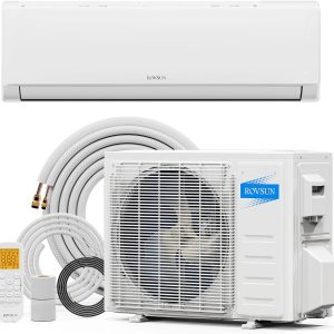 ROVSUN 9000 BTU Mini Split AC/Heating System with Inverter, 19 SEER2 Energy Saving 115V Ductless Split-System Air Conditioner with Pre-Charged Condenser, Heat Pump, Remote Control & Installation Kit