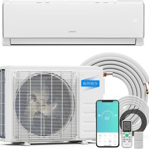 ROVSUN 11500 BTU Wifi Enabled Mini Split Air Conditioner & Heater, 17 SEER2 115V Inverter Ductless Wall AC Unit with Pre-Charged Condenser, Heat Pump & Installation Kit