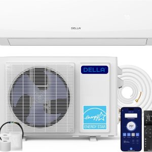 DELLA Serena 22 SEER2 12000 BTU Mini Split Heat Pump Works with Alexa, Energy Star 1 Ton Pre-Charged 230V Ductless AC Unit Inverter Air Conditioner System for Rooms up to 550Sq.Ft, 16.4ft Install Kit