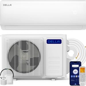 DELLA Econo Series 11500 BTU 115V Mini Split Air Conditioner with Heat Pump, Works with Alexa and Wifi, 17 SEER2 Cools up to 400 Sq. Ft, Ductless Inverter System, 16.4ft Installation Kit Included