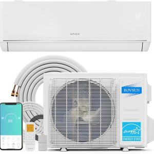 ROVSUN 12,000 BTU Smart WIFI Mini Split AC/Heating System with Inverter & APP Control, 23 SEER2 Ductless Split Air Conditioner with Pre-Charged Condenser, Heat Pump & Installation Kit, 115V