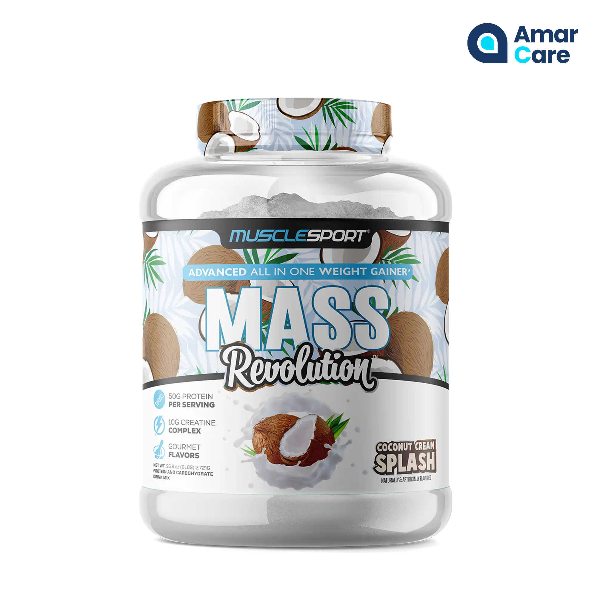 MuscleSport Mass Revolution - 6lb (2.72kg) - Coconut Cream Splash