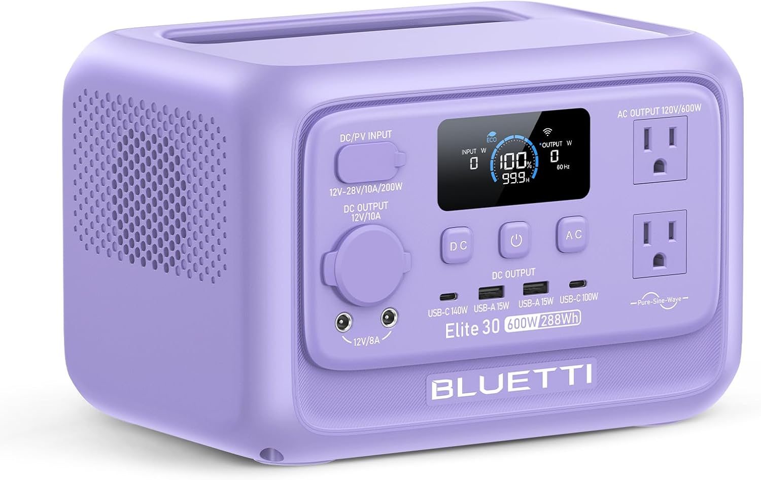 BLUETTI Elite 30 V2 Portable Power Station, 288Wh Solar Generator with 600W AC Outlet (Power Lifting 1500W), Fast Charging LiFePO4 Battery, UPS Backup Power for Camping, Road Trip, Outage