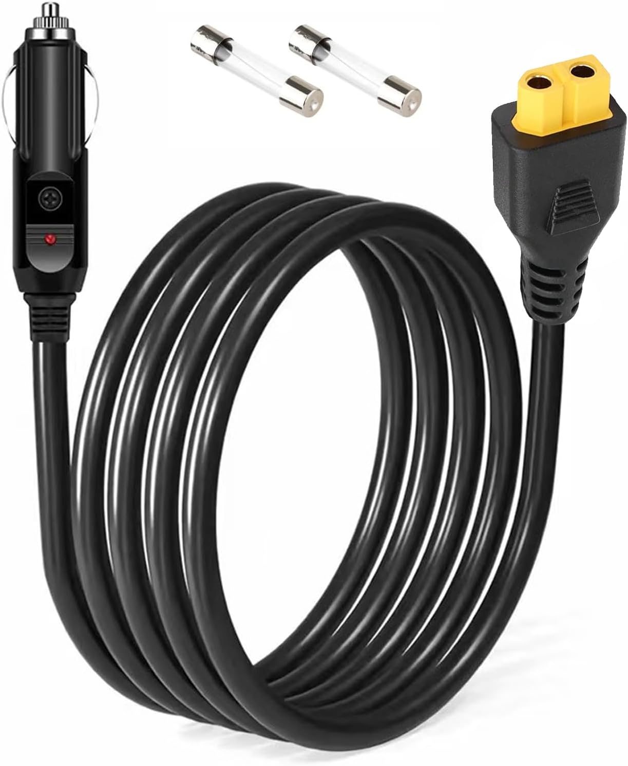 10-Foot Portable 12V XT60 Car Charger, for Bluetti EB55, Anker 757/767, Ecoflow Delta/River Series Portable Power Stations. Compatible with Ecoflow Wave 2 Cigarette Lighter Cables.