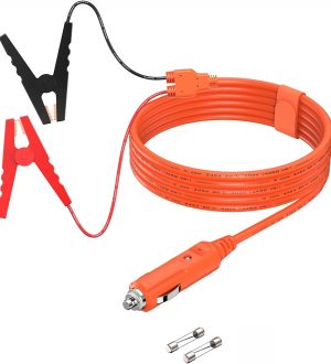 Tonton 12V Car Battery Charging Cable, 6.6FT 14AWG Cord with 15A Fuse, Cigarette Lighter Adapter to Alligator Clips, Compatible with Jackery Solar Generator, Power Station, Lead-Acid Battery