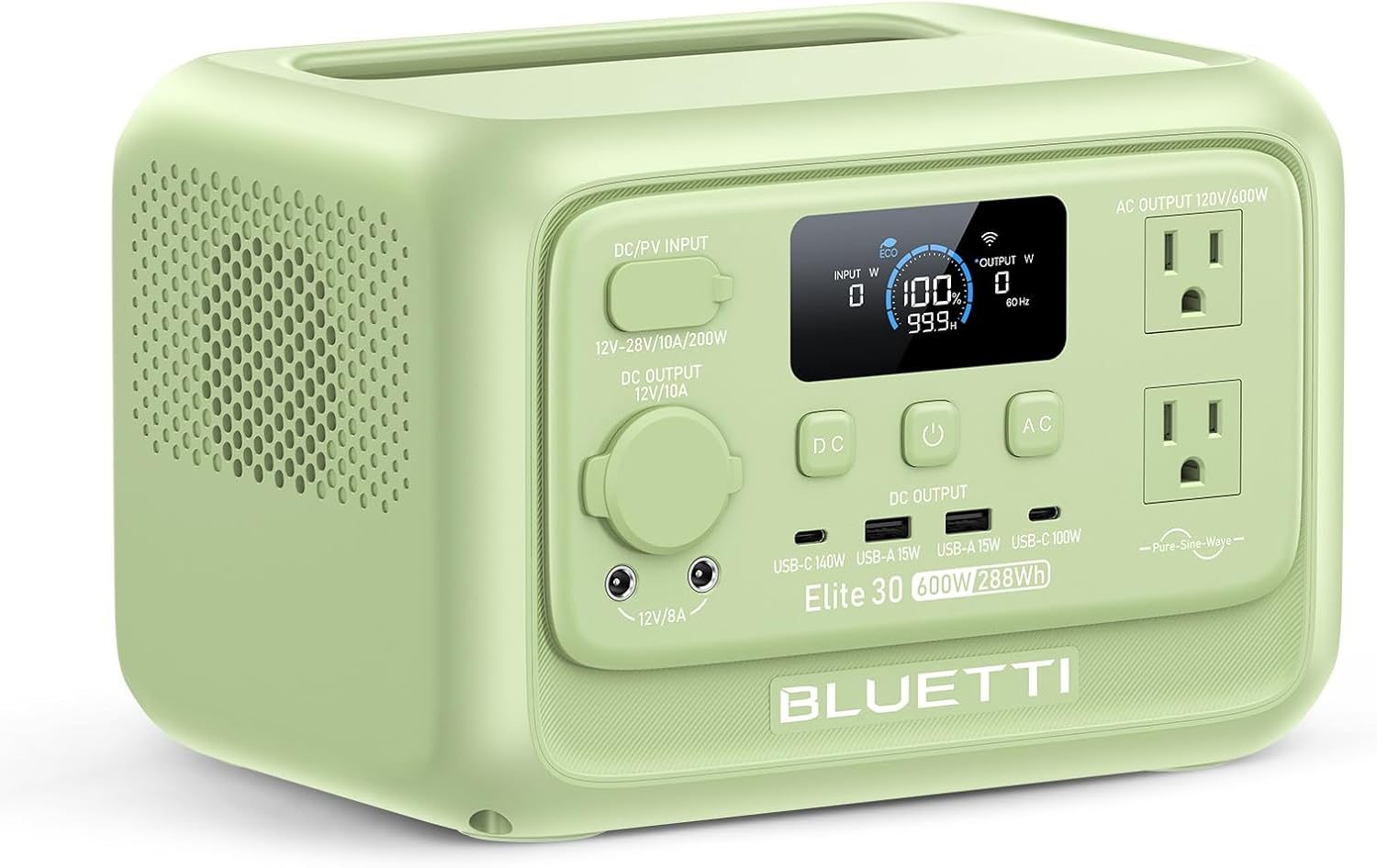 BLUETTI Elite 30 V2 Portable Power Station, 288Wh LiFePO4 Battery with 600W AC Outlet (Power Lifting 1500W), Fast Charge Solar Generator, UPS Backup Power for Camping, Road Tours, Outage, Adventure