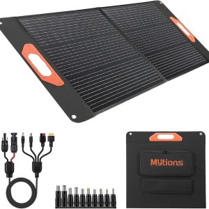 100W Portable Solar Panel for Power Station, Compatible with Jackery, Ecoflow, Bluetti, Anker and More Portable Power Stations, Weatherproof for Camping, RV, Emergency Power (100W)