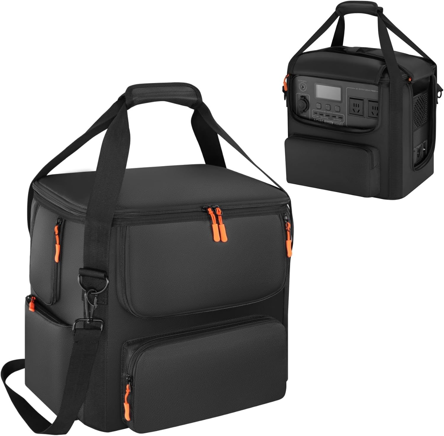 Compatible with BLUETTI AC180 Carrying Case - 1680D Oxford Soft Padded Power Station Travel Bag with Heat Dissipation, Quick Access & Multi-Pockets (Black, No Wheels)