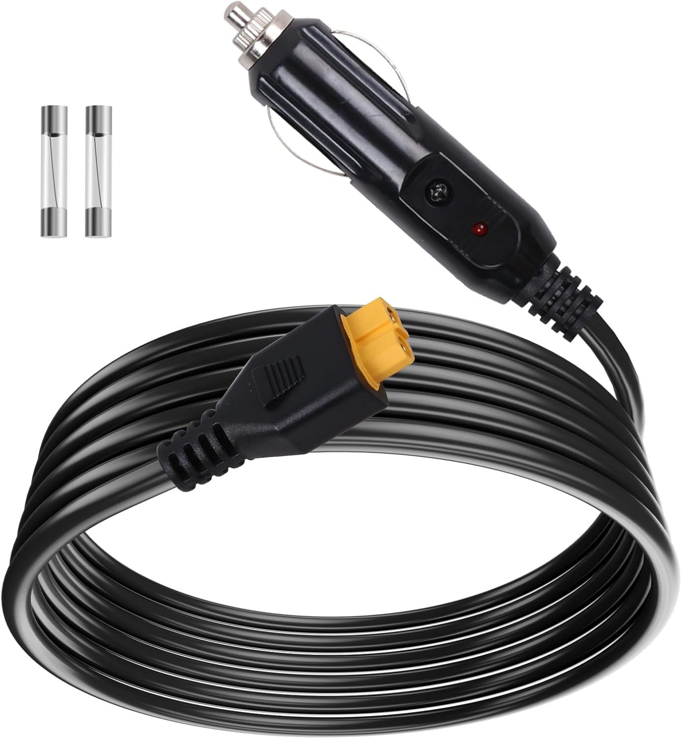 Portable12V/24V car Charger Suitable for Ecoflow Delta/River, Bluetti EB55, Anker 757/767 and XT60 connectors Solar Power Plants, Compatible with Ecoflow Wave 2 Cigarette Lighter Cables