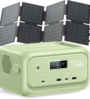 BLUETTI Solar Generator Elite 10 with 60W Solar Panel Included (Ship Separately), 128Wh Mini Power Station with 200W AC Port, Palm-Size Portable Power for Camping, Outages, UPS Backup (Meadow Green)