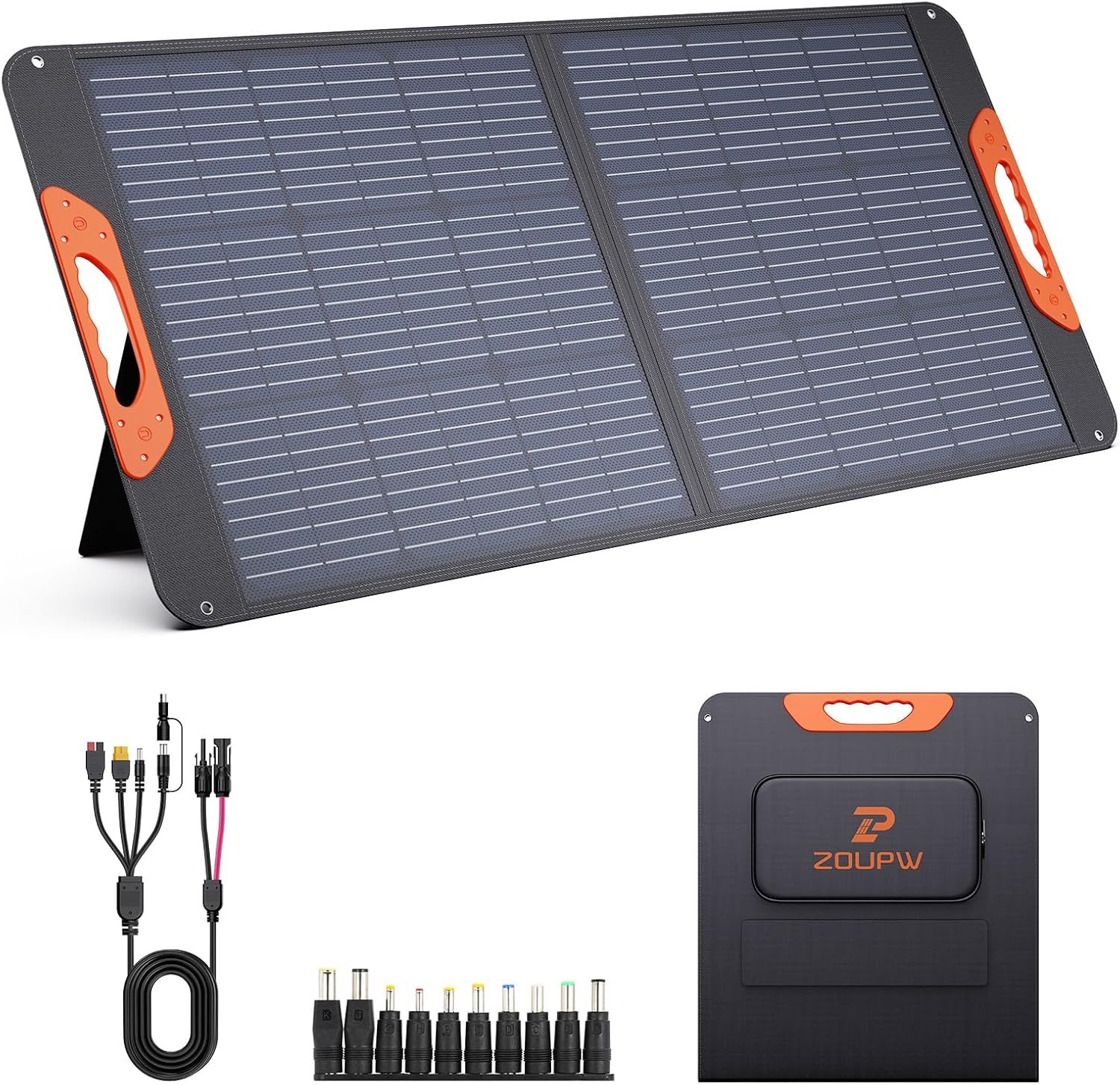 100W Portable Solar Panel with 5-in-1 Cable,23.5% Efficiency Mono Foldable Solar Charger for Jackery 300/Ecoflow River/Anker Solix,IP67 Waterproof Offgrid Power for Camping RV Battery Backup