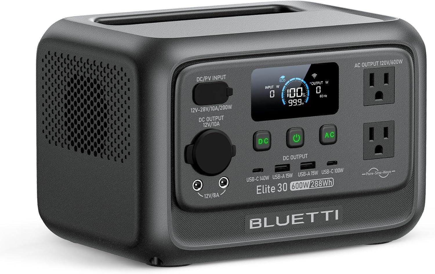BLUETTI Elite 30 V2 Portable Power Station 600W (Power Lifting 1500W), 288Wh LiFePO4 Battery with 10ms UPS, Emergency Backup Power for Home Blackout/Winter Storm, Solar Generator for Camping/Road Trip