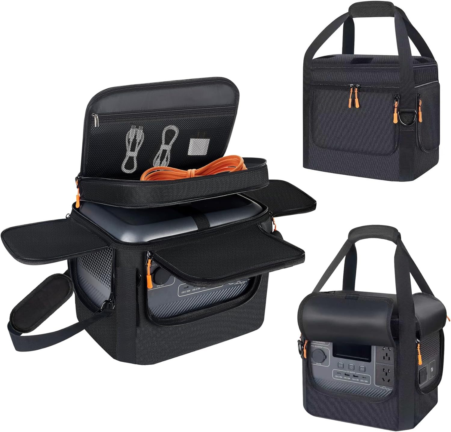 Carrying Case Compatible with BLUETTI Elite 100 V2/AC70/AC70P, Jackery 1000 v2, Power Station Travel Bag Padded with Multi-pockets for Accessories, Protective Storage Bag with Shoulder Strap & Handle