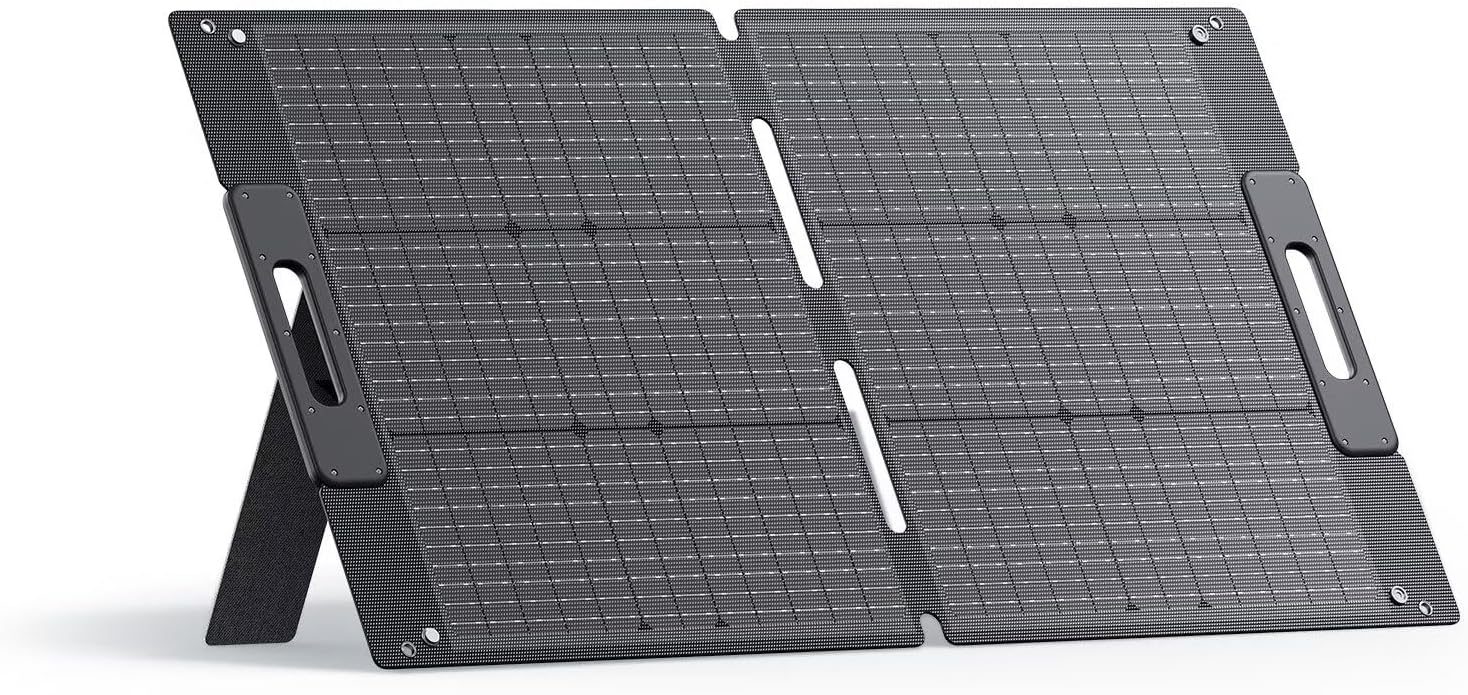 BLUETTI 100W Solar Panel for Solar Generator EB3A AC2A AC50B AC70 AC180 AC200L Elite 200 V2 AC300 B300K Handsfree 1 & 2, Foldable Solar Charger with Adjustable Kickstands for RV, Camping