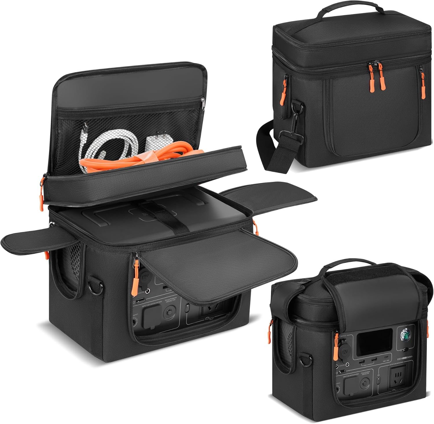 Carrying Case Compatible with BLUETTI EB3A/AC2A/AC2P/Elite 30 V2, Power Station Travel Bag Padded with Multi-pockets for Accessories, Protective Cover Storage Bag with Shoulder Strap & Handle
