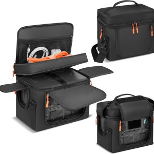 Carrying Case Compatible with BLUETTI EB3A/AC2A/AC2P/Elite 30 V2, Power Station Travel Bag Padded with Multi-pockets for Accessories, Protective Cover Storage Bag with Shoulder Strap & Handle